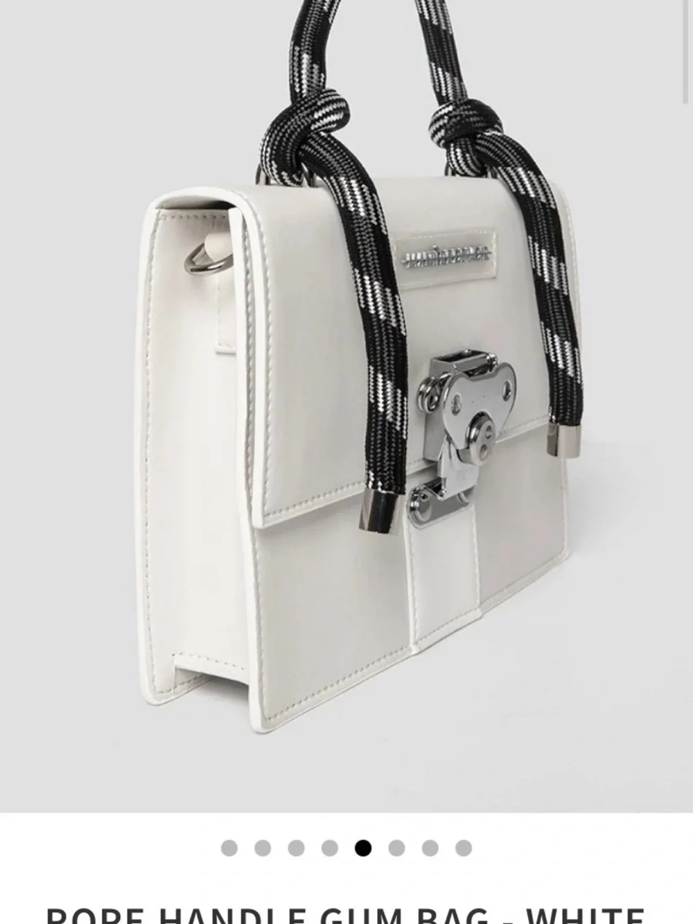 Maniere De Voir Cream Crossbody Satchel with Black Rope Top Handle